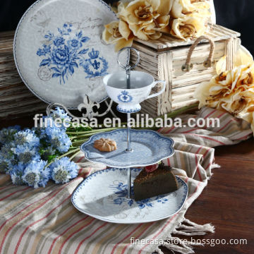 Elegant Fine White Porcelain 3 Tier Cake Stand
